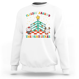 Flossing Around The Dentistree Funny Xmas Dental Hygienist Sweatshirt TS09 White Printyourwear