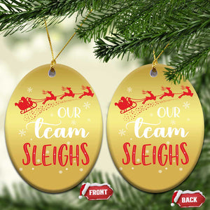 Xmas Santa Reindeer Our Team Sleigh Christmas Ornament TS09 Oval Gold Print Your Wear