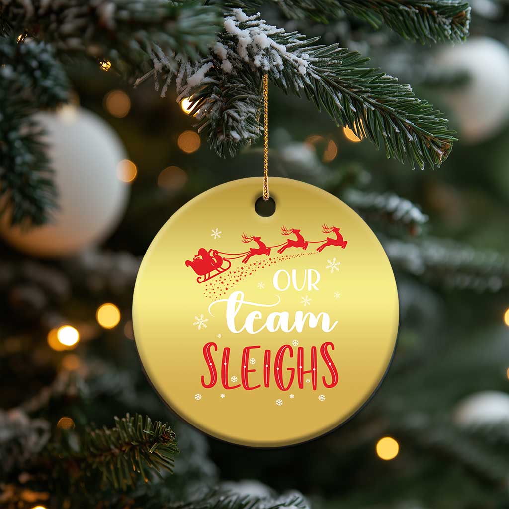 Xmas Santa Reindeer Our Team Sleigh Christmas Ornament TS09 Print Your Wear