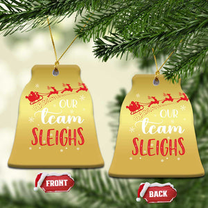 Xmas Santa Reindeer Our Team Sleigh Christmas Ornament TS09 Bell Flake Gold Print Your Wear