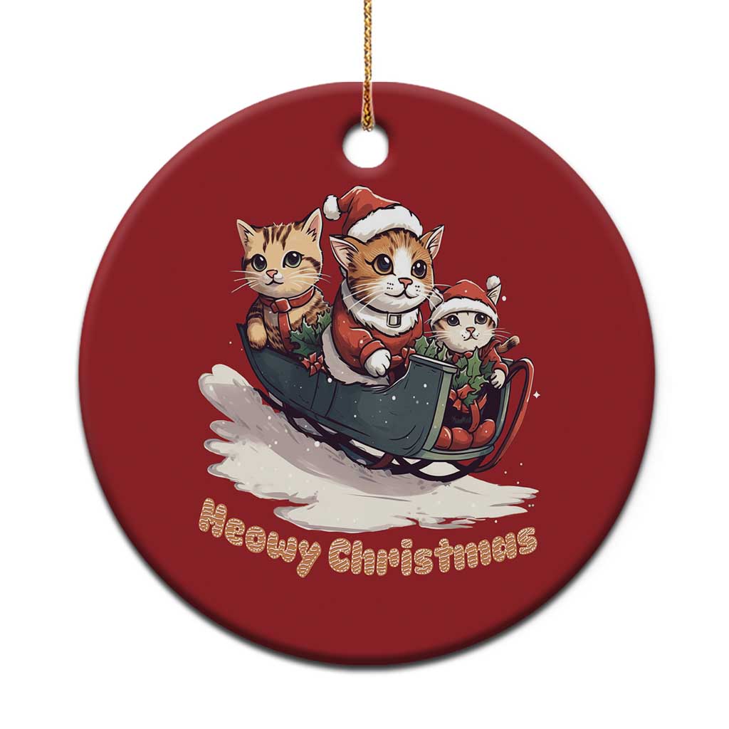 Meowy Christmas Cute Cat Sleigh Christmas Ornament TS09 Print Your Wear