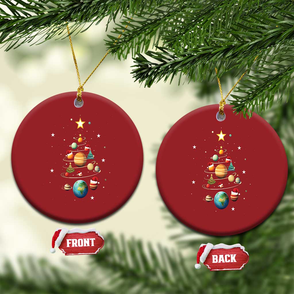 Funny Solar System Space Planets Xmas Tree Christmas Ornament TS09 Circle Red Print Your Wear