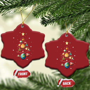 Funny Solar System Space Planets Xmas Tree Christmas Ornament TS09 Snow Flake Red Print Your Wear