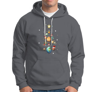 Funny Solar System Space Planets Tree Christmas Hoodie TS09 Charcoal Printyourwear