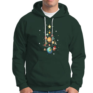 Funny Solar System Space Planets Tree Christmas Hoodie TS09 Dark Forest Green Printyourwear