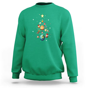 Funny Solar System Space Planets Tree Christmas Sweatshirt TS09 Irish Green Printyourwear