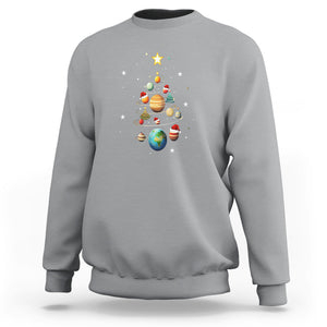 Funny Solar System Space Planets Tree Christmas Sweatshirt TS09 Sport Gray Printyourwear