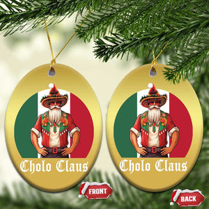 Mexico Xmas Christmas Ornament Cholo Claus Mexican Santa Sombrero Feliz Navidad TS09 Oval Gold Print Your Wear