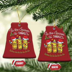 Christmas Mexico Christmas Ornament Tis The Season For Tamales TS09 Bell Flake Red Print Your Wear