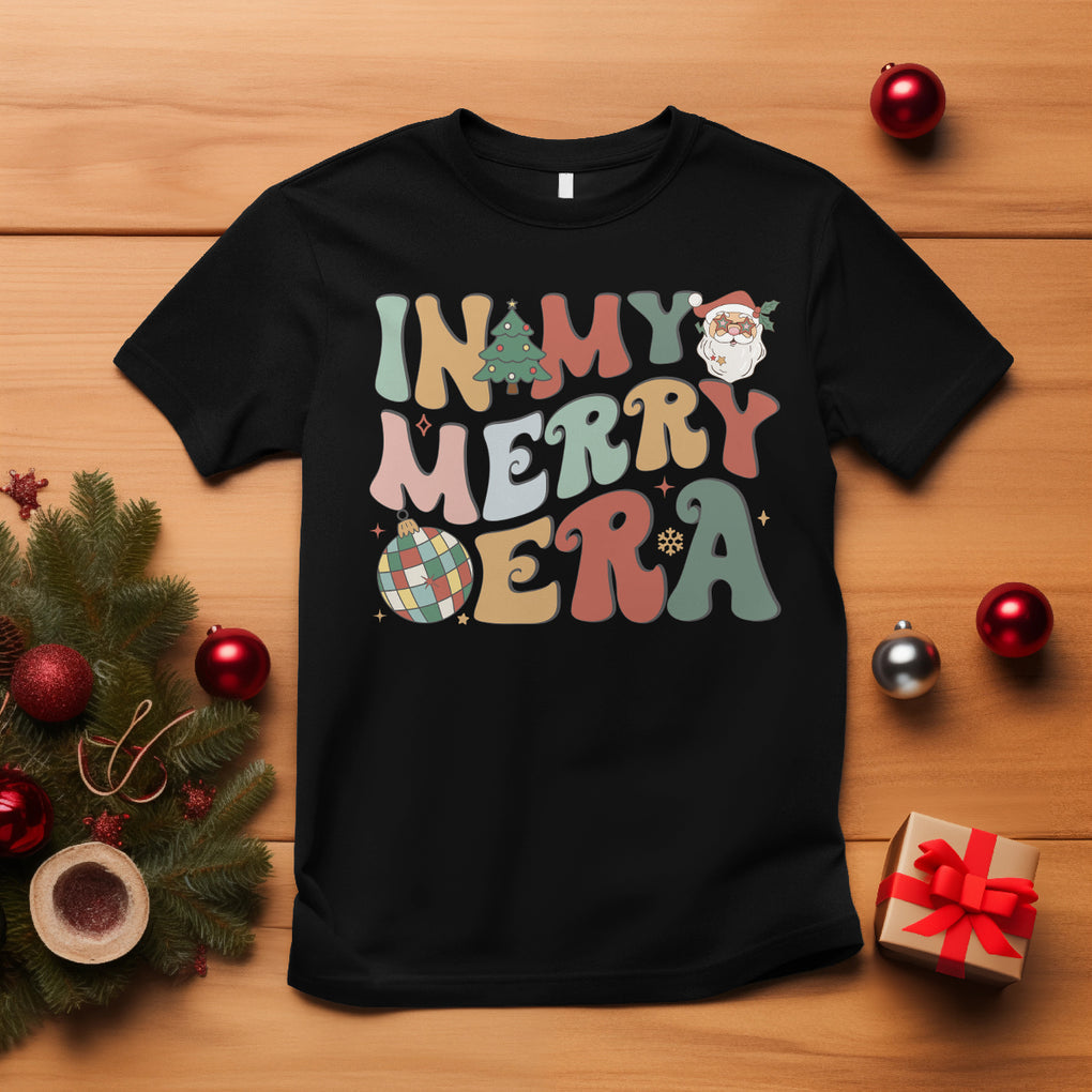 In My Merry Era Retro Groovy Christmas Santa Disco Ball T Shirt TS09 Black Printyourwear