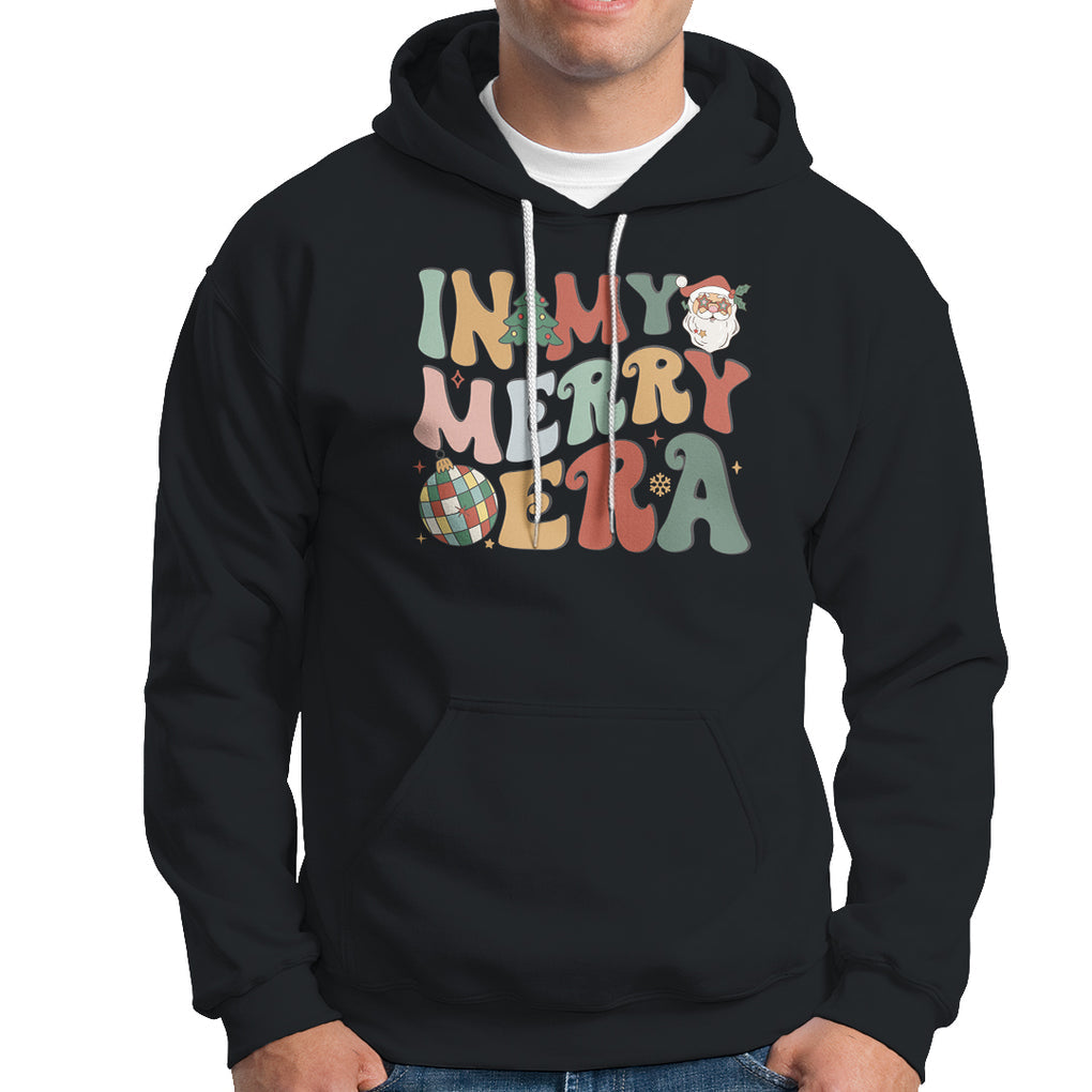 In My Merry Era Retro Groovy Christmas Santa Disco Ball Hoodie TS09 Black Printyourwear