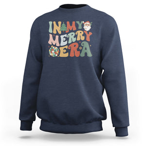 In My Merry Era Retro Groovy Christmas Santa Disco Ball Sweatshirt TS09 Navy Printyourwear