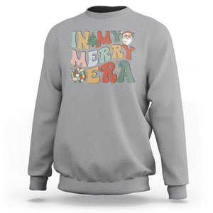 In My Merry Era Retro Groovy Christmas Santa Disco Ball Sweatshirt TS09 Sport Gray Printyourwear