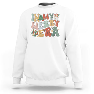 In My Merry Era Retro Groovy Christmas Santa Disco Ball Sweatshirt TS09 White Printyourwear