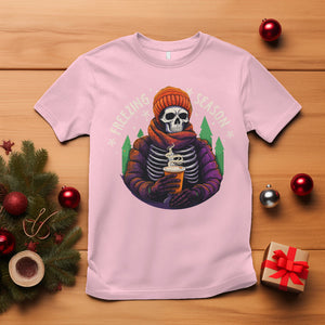 Freezing Season Christmas Skeleton Chillin' Hot Cocoa T Shirt TS09 Light Pink Printyourwear