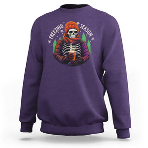 Freezing Season Christmas Skeleton Chillin' Hot Cocoa Sweatshirt TS09 Purple Printyourwear