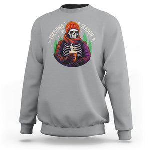 Freezing Season Christmas Skeleton Chillin' Hot Cocoa Sweatshirt TS09 Sport Gray Printyourwear