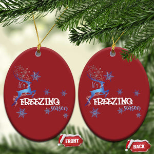 Freezing Season Christmas Reindeer Snowflake Christmas Ornament TS09 Oval Red Print Your Wear