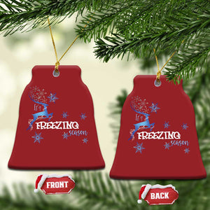 Freezing Season Christmas Reindeer Snowflake Christmas Ornament TS09 Bell Flake Red Print Your Wear