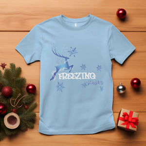 Freezing Season Christmas Reindeer Snowflake T Shirt TS09 Light Blue Printyourwear