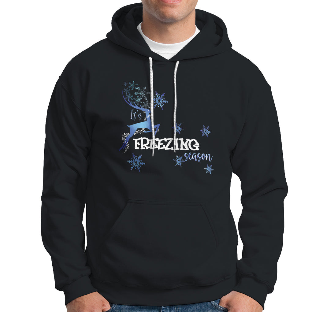 Freezing Season Christmas Reindeer Snowflake Hoodie TS09 Black Printyourwear