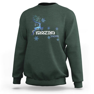 Freezing Season Christmas Reindeer Snowflake Sweatshirt TS09 Dark Forest Green Printyourwear