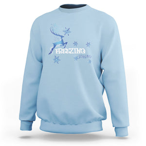 Freezing Season Christmas Reindeer Snowflake Sweatshirt TS09 Light Blue Printyourwear