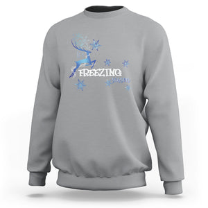 Freezing Season Christmas Reindeer Snowflake Sweatshirt TS09 Sport Gray Printyourwear