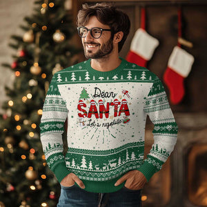 Funny Xmas Ugly Christmas Sweater Dear Santa Let's Negotiate TS09 Green Print Your Wear