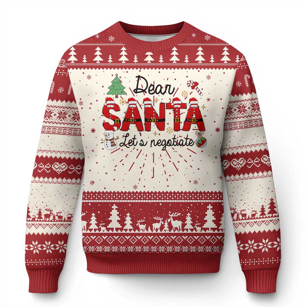 Funny Xmas Ugly Christmas Sweater Dear Santa Let's Negotiate TS09 Red Print Your Wear