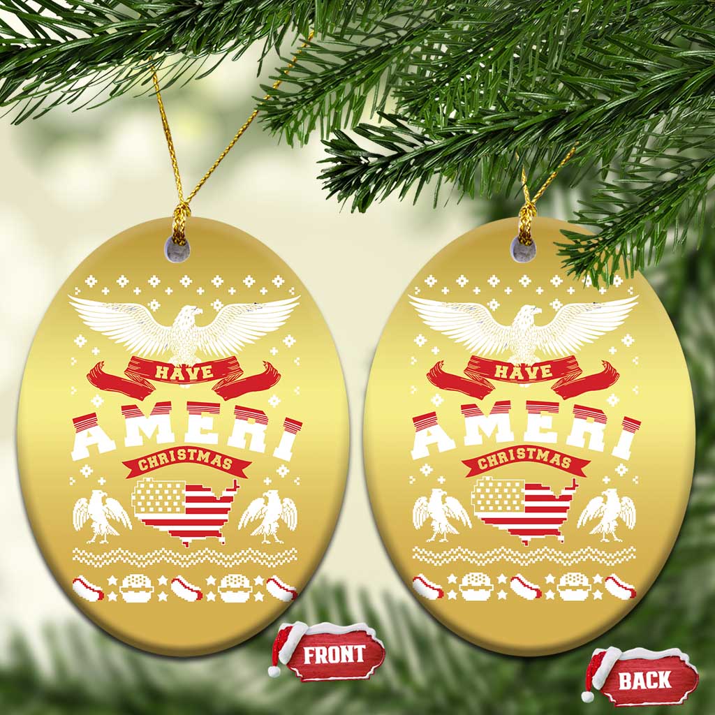 Have Ameri-Christmas USA Patriotic Eagle Xmas Christmas Ornament TS09 Oval Gold Print Your Wear