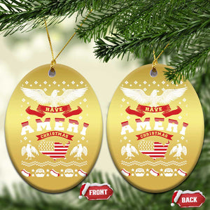 Have Ameri-Christmas USA Patriotic Eagle Xmas Christmas Ornament TS09 Oval Gold Print Your Wear