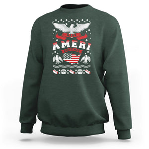 Have Ameri-Christmas USA Patriotic Eagle Xmas Sweatshirt TS09 Dark Forest Green Printyourwear