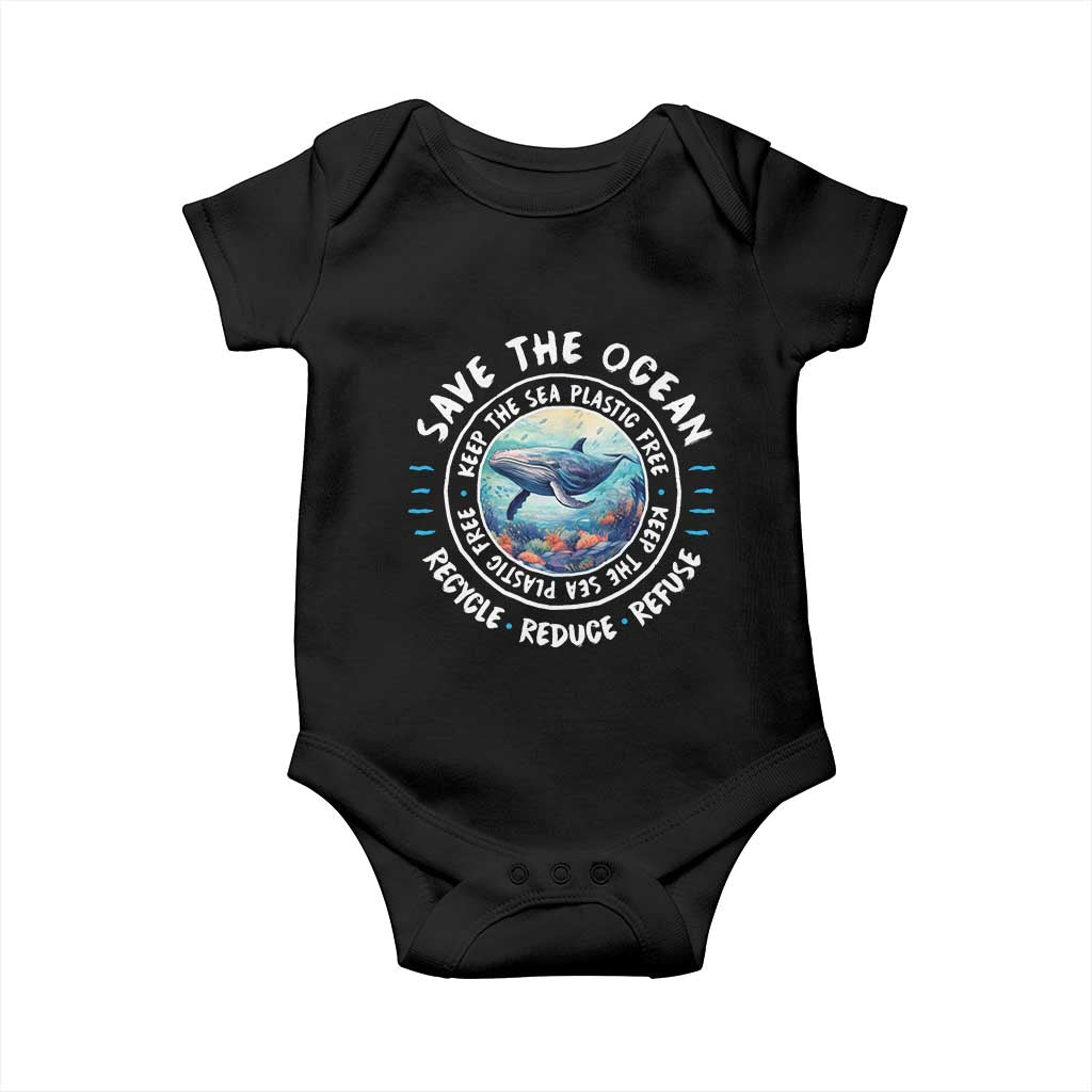 Earth Day Save The Ocean Humpback Whale Baby Onesie TS09 Black Print Your Wear