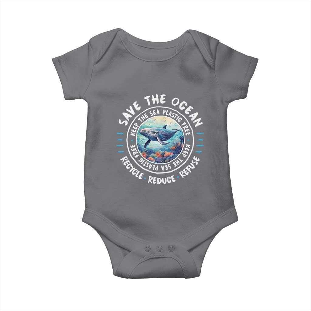 Earth Day Save The Ocean Humpback Whale Baby Onesie TS09 Charcoal Print Your Wear