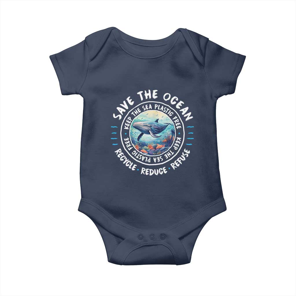 Earth Day Save The Ocean Humpback Whale Baby Onesie TS09 Navy Print Your Wear
