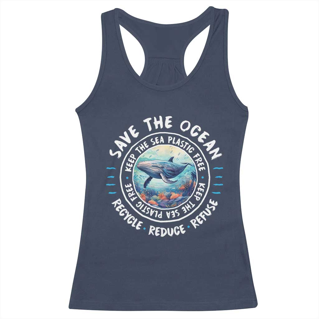 Earth Day Save The Ocean Humpback Whale Racerback Tank Top TS09 Navy Print Your Wear