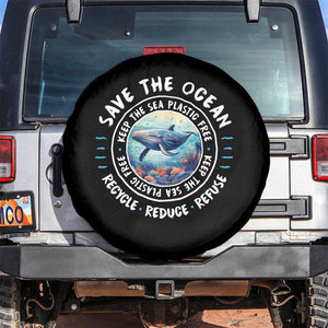 Earth Day Save The Ocean Humpback Whale Spare Tire Cover TS09 No hole Black Print Your Wear