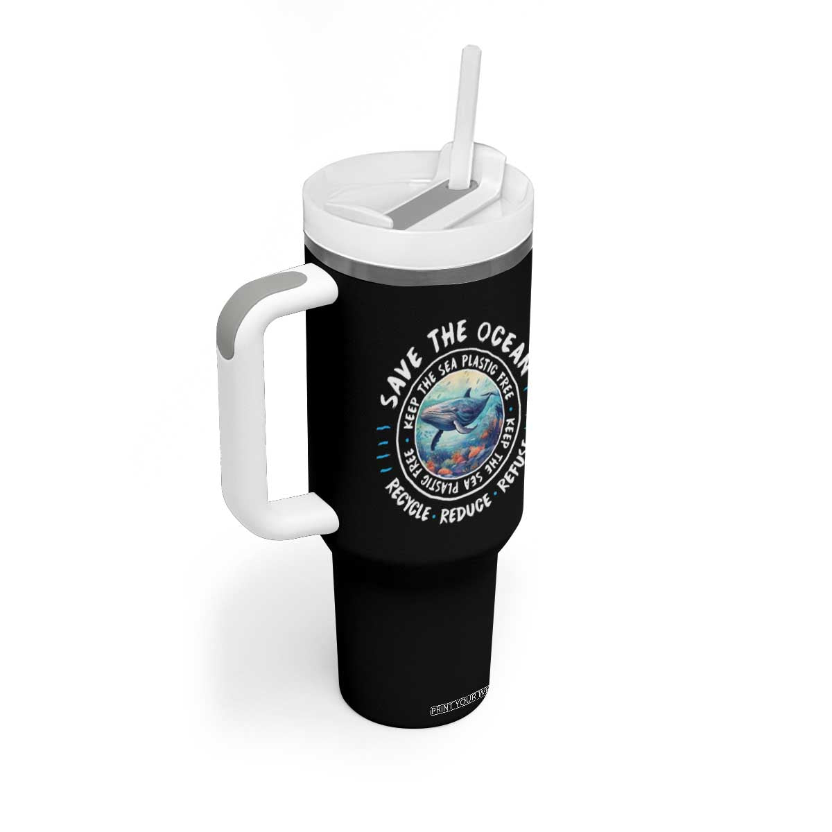 Earth Day Save The Ocean Humpback Whale Tumbler With Handle TS09 Print Your Wear