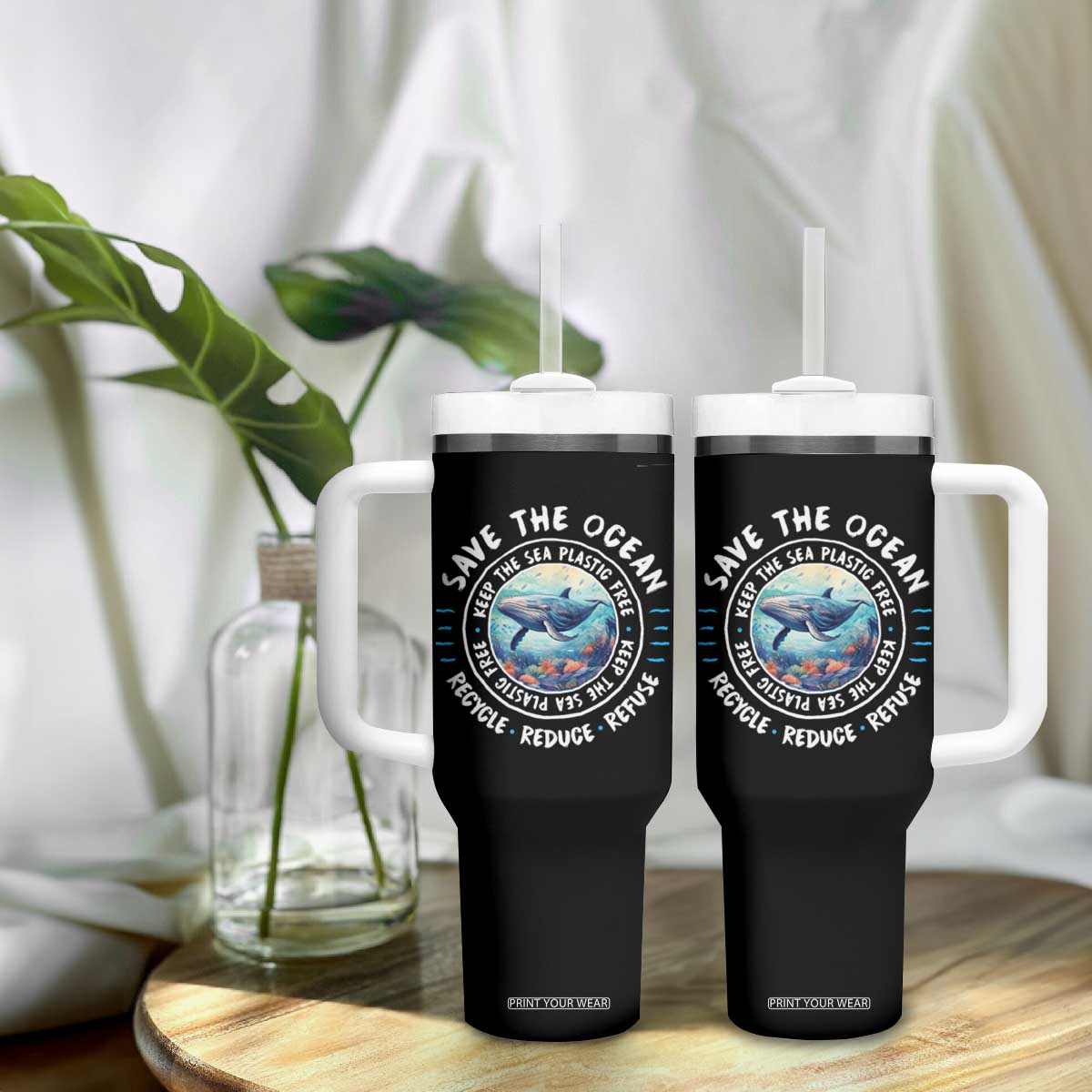 Earth Day Save The Ocean Humpback Whale Tumbler With Handle TS09 Print Your Wear