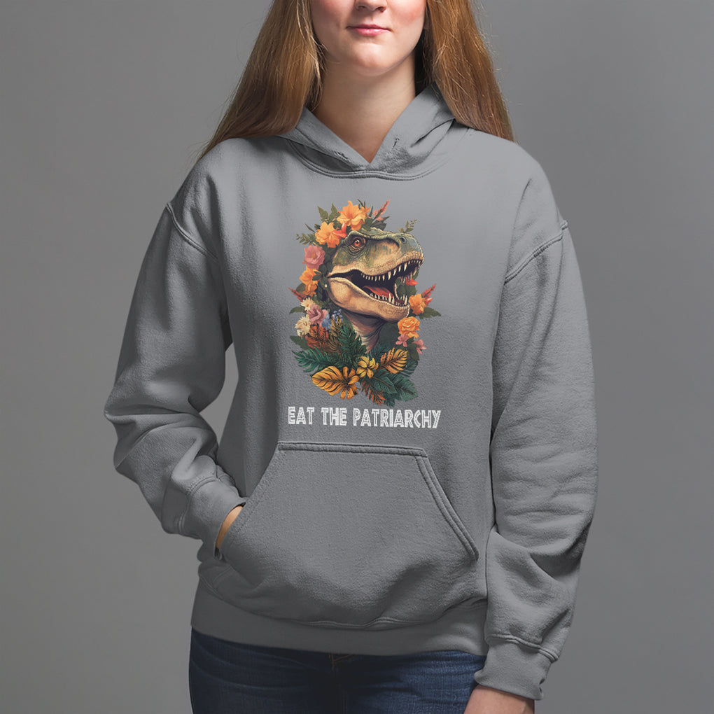 Eat The Patriarchy Feminist Dinosaur Hoodie TS09 Charcoal Printyourwear