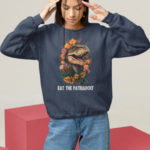 Eat The Patriarchy Feminist Dinosaur Sweatshirt TS09 Navy Printyourwear
