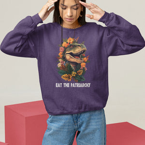Eat The Patriarchy Feminist Dinosaur Sweatshirt TS09 Purple Printyourwear
