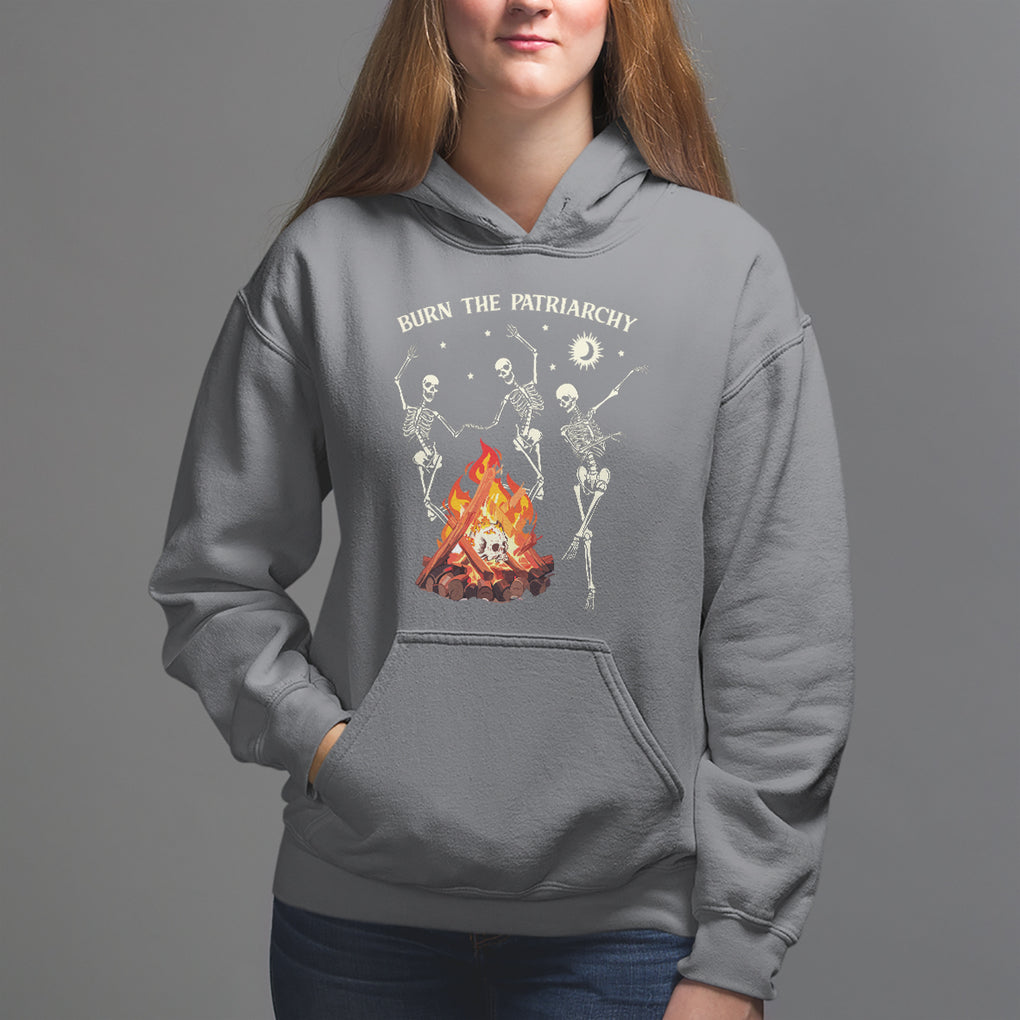 Funny Feminist Hoodie Burn The Patriarchy Skeleton Dancing TS09 Charcoal Printyourwear