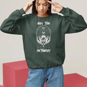 Hex The Patriarchy Feminist Witch Celestial Moon Sweatshirt TS09 Dark Forest Green Printyourwear