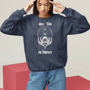 Hex The Patriarchy Feminist Witch Celestial Moon Sweatshirt TS09 Navy Printyourwear