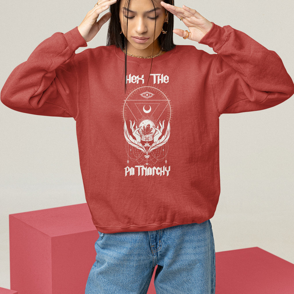 Hex The Patriarchy Feminist Witch Celestial Moon Sweatshirt TS09 Red Printyourwear