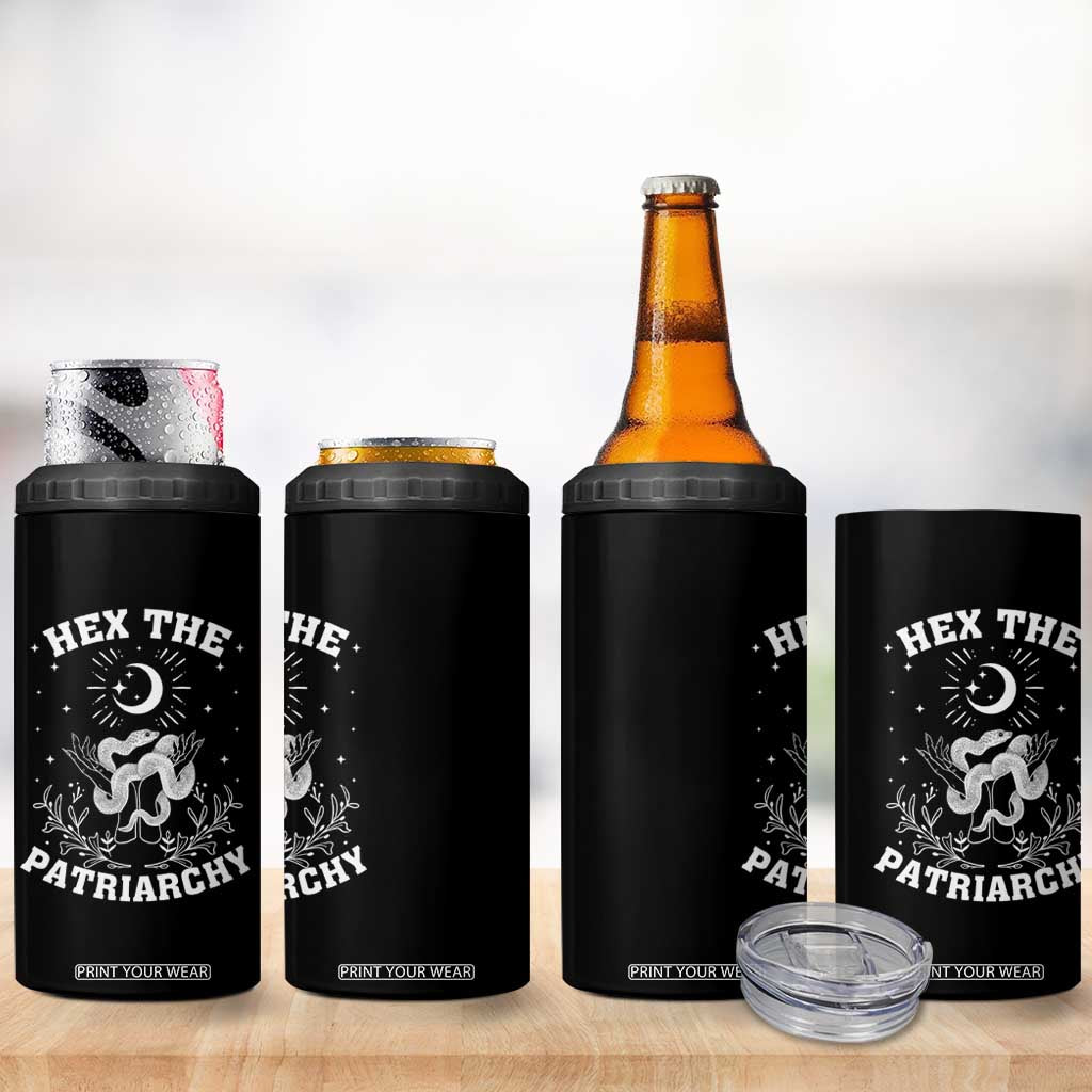 Feminist Witch 4 in 1 Can Cooler Tumbler Hex The Patriarchy Celestial Moon Snake TS09 Print Your Wear