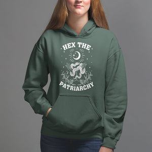 Feminist Witch Hoodie Hex The Patriarchy Celestial Moon Snake TS09 Dark Forest Green Printyourwear