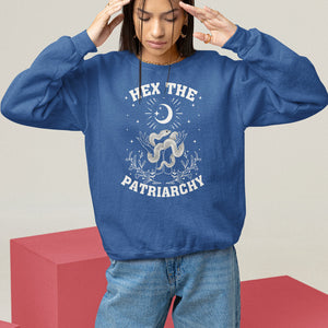 Feminist Witch Sweatshirt Hex The Patriarchy Celestial Moon Snake TS09 Royal Blue Printyourwear